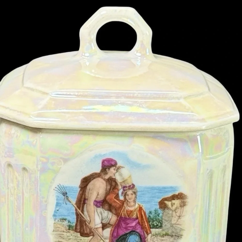 MEPOCO Wares Oatmeal Canister Iridescent Lustreware Made In Germany Vintage‎